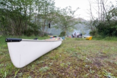 Bishop Creek camp and canoe